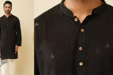 Ekansh . एकांश | Handwoven Cotton - Black Men Kurta