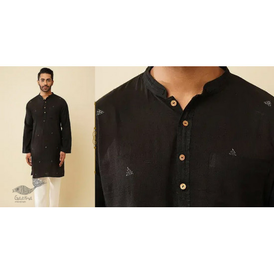 shop Handwoven Cotton - Black Men's Kurta