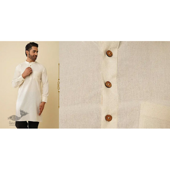 shop Handwoven Cotton - Off White Kurta