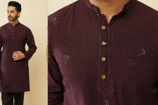 Ekansh . एकांश | Handwoven Cotton - Wine Kurta