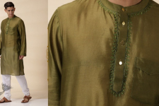 Ekansh . एकांश | Handwoven Green Man Chanderi Chikankari Kurta 