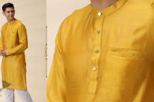 Ekansh . एकांश | Handwoven Yellow Chanderi Men Kurta 