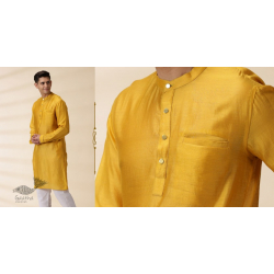 Ekansh . एकांश | Handwoven Yellow Chanderi Men Kurta 