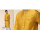 shop Handwoven - Yellow Chanderi Men Kurta 