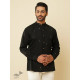 shop handloom cotton -Black Men's Handwoven Cotton Shirt