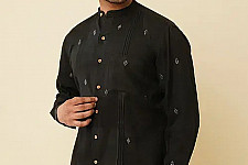 Ekansh . एकांश | Handloom Cotton - Black Men's Handwoven Cotton Shirt
