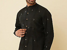 Ekansh . एकांश | Handloom Cotton - Black Men's Handwoven Cotton Shirt