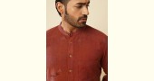 shop handloom cotton - Maroon Handwoven Man's Shirt