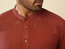 Ekansh . एकांश | Handloom Cotton - Maroon Handwoven Man's Shirt