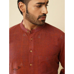 Ekansh . एकांश | Handloom Cotton - Maroon Handwoven Man's Shirt