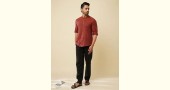 shop handloom cotton - Maroon Handwoven Man's Shirt