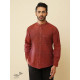 shop handloom cotton - Maroon Handwoven Man's Shirt