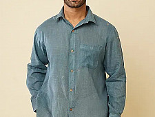 Ekansh . एकांश | Handloom Cotton - Grey Men's Handwoven Shirt