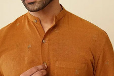 Ekansh . एकांश | Handloom Cotton - Mustard Handwoven Men's Shirt