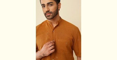 Ekansh . एकांश | Handloom Cotton - Mustard Handwoven Men's Shirt