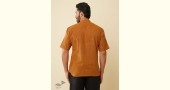 shop handloom cotton - Mustard Handwoven Men's Shirt