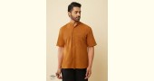 shop handloom cotton - Mustard Handwoven Men's Shirt