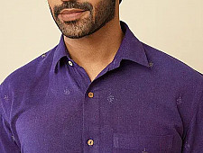 Ekansh . एकांश | Handloom Cotton - Purple Handwoven Men's Shirt