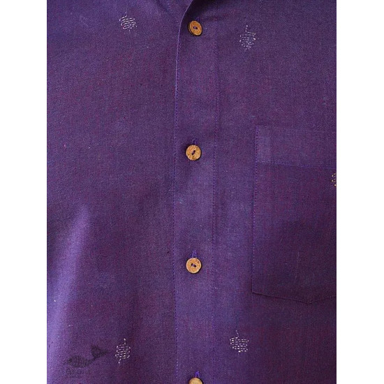 shop handloom cotton - Wine Handwoven Men's Shirt