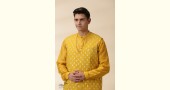 shop Yellow Chanderi Men Jacket & Kurta Set