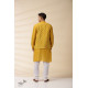 shop Yellow Chanderi Men Jacket & Kurta Set