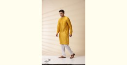 Ekansh . एकांश | Yellow Chanderi Men Jacket & Kurta Set