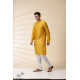 shop Yellow Chanderi Men Jacket & Kurta Set