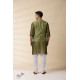 shop  Green Chanderi Men Nehru Jacket & Kurta Set 