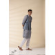 shop Grey Chanderi Men's Achkan Jacket & Kurta Set 