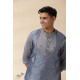 shop Grey Chanderi Men's Achkan Jacket & Kurta Set 