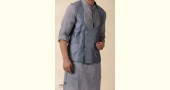 shop Grey Chanderi Men's Achkan Jacket & Kurta Set 