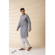 shop Grey Chanderi Men's Achkan Jacket & Kurta Set 