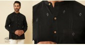 shop handloom cotton -Black Men's Handwoven Cotton Shirt