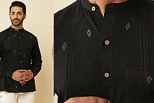 Ekansh . एकांश | Handloom Cotton - Black Men's Handwoven Cotton Shirt
