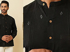 Ekansh . एकांश | Handloom Cotton - Black Men's Handwoven Cotton Shirt