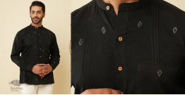 Ekansh . एकांश | Handloom Cotton - Black Men's Handwoven Cotton Shirt