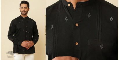 Ekansh . एकांश | Handloom Cotton - Black Men's Handwoven Cotton Shirt