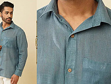 Ekansh . एकांश | Handloom Cotton - Grey Men's Handwoven Shirt