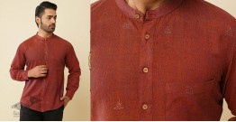 Ekansh . एकांश | Handloom Cotton - Maroon Handwoven Man's Shirt