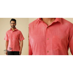 Ekansh . एकांश | Handloom Cotton - Pink Handwoven Zari Motif Shirt