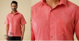 Ekansh . एकांश | Handloom Cotton - Pink Handwoven Zari Motif Shirt