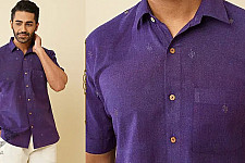 Ekansh . एकांश | Handloom Cotton - Purple Handwoven Men's Shirt