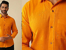 Ekansh . एकांश | Handloom Cotton - Yellow Handwoven Men's Shirt