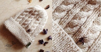 Hand Knitted ☃ Pure Woolen Cap ☃ Natural Color |  Ecru |  