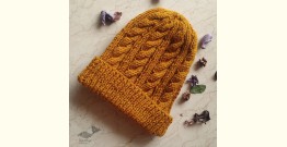 Hand Knitted ☃ Pure Woolen Cap ☃ Natural Color |  Turmeric |  
