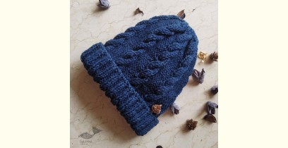 Hand Knitted ☃ Pure Woolen Cap ☃ Natural Color |  Indigo |  
