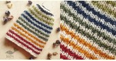 Hand Knitted ☃ Pure Woolen Cap ☃ Natural Color |  Ecru With Multi Color Stripes |