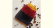 Hand Knitted ☃ Pure Woolen Cap ☃ Natural Color |  Yellow-Red-Black Rugby Stripe |