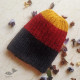 Hand Knitted ☃ Pure Woolen Cap ☃ Natural Color |  Yellow-Red-Black Rugby Stripe |