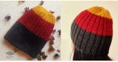 Hand Knitted ☃ Pure Woolen Cap ☃ Natural Color |  Yellow-Red-Black Rugby Stripe |